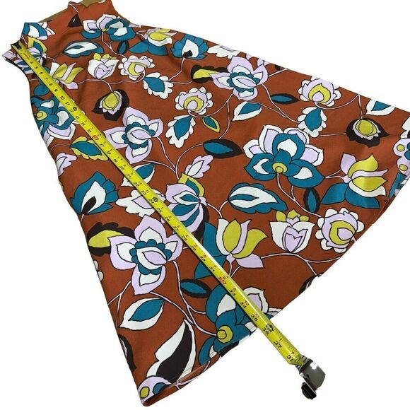 ModCloth S In With Excitement Brown Floral Mock Neck Dress Retro 70s Sleeveless - Picture 11 of 11